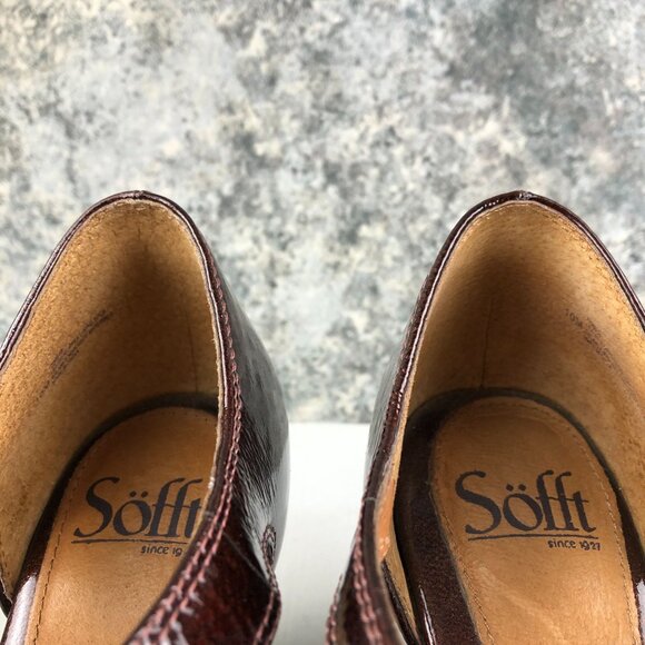 Sofft Women's Size 10M Brown Patent Leather Open Toe Ankle Strap Sandals Heels - Picture 4 of 15